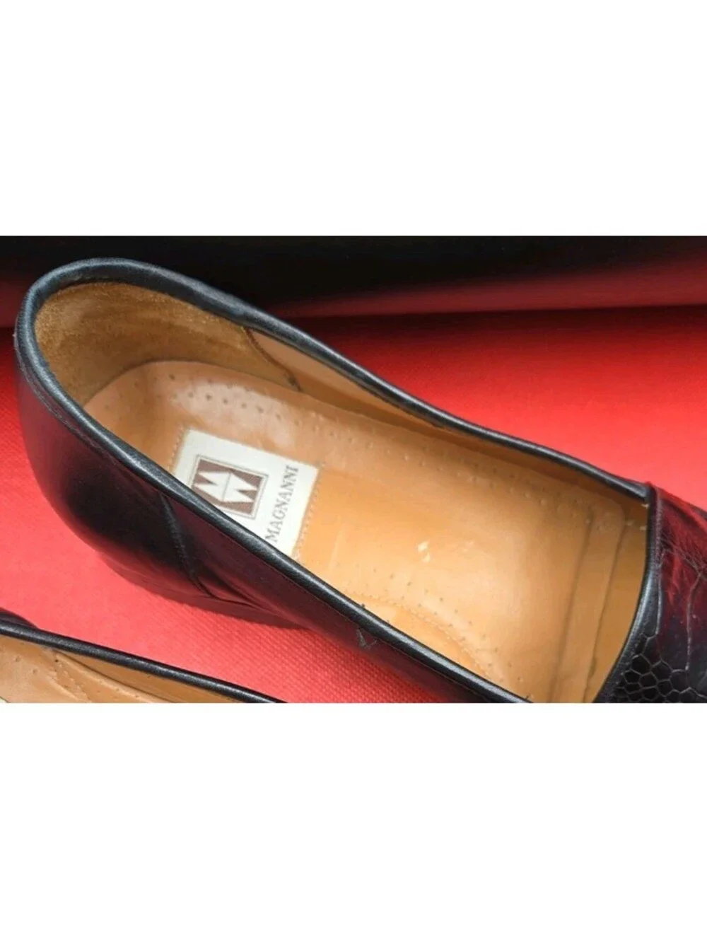 Magnanni Penny Loafers Mens 9 1/2 M Black Leather Slip On Dress Shoes Made Spain